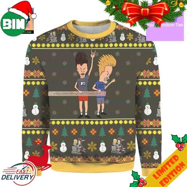 Beavis Butthead Xmas Rock Ugly Sweater For Men And Women