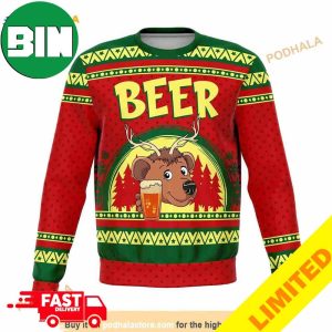 Beer Deer Unisex Xmas Funny 2023 Holiday Custom And Personalized Idea Christmas Ugly Sweater