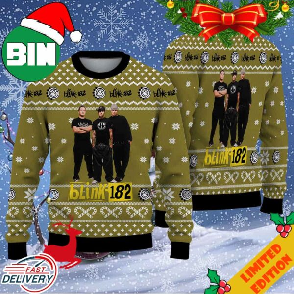 Blink-182 Fan Gifts Rock Band Christmas 2023 Holiday Gift Ugly Sweater