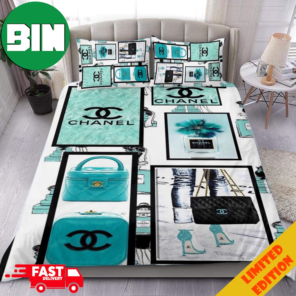 Blue Collections Chanel 2023 Luxury Brand Fashion Bedding Set