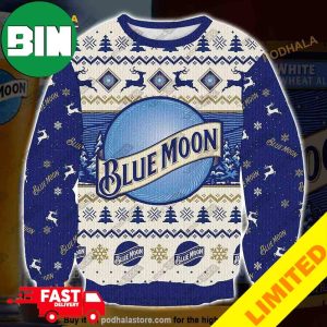 Blue Moon Beer 3D Xmas Funny 2023 Holiday Custom And Personalized Idea Christmas Ugly Sweater