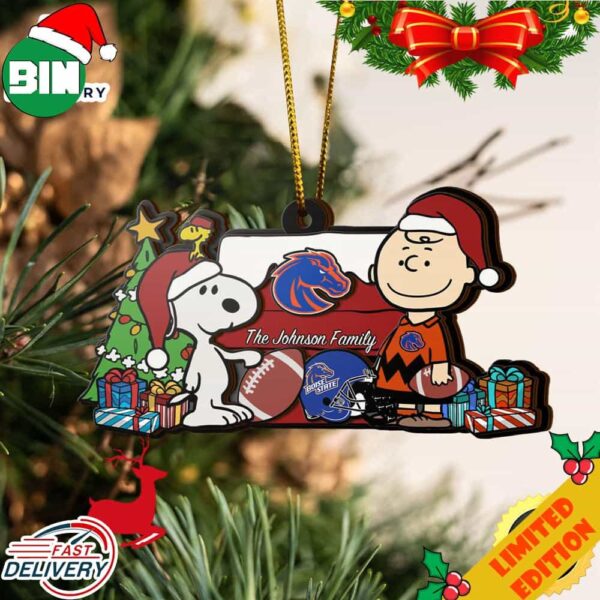 Boise State Broncos Snoopy Christmas NCAA Ornament Custom Your Family Name