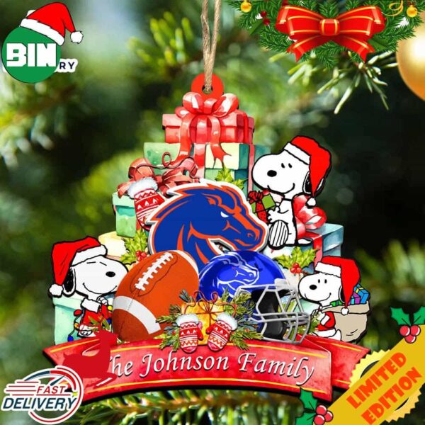 Boise State Broncos Snoopy Christmas NCAA Ornament Personalized Your Family Name