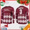 Bryce Harper Number 3 Philadelphia Phillies 2023 Christmas Ugly Sweater