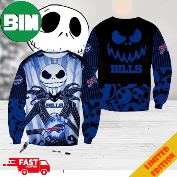 Buffalo Bills Jack Skellington Jumper Nightmare Before Christmas Ugly Sweater Halloween For Men And Women