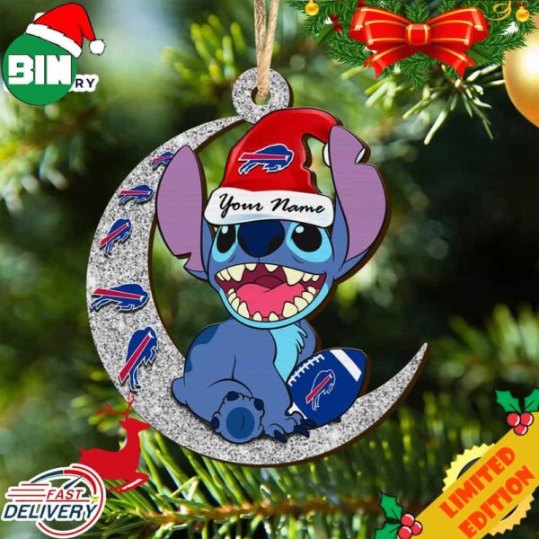 Buffalo Bills Stitch Ornament NFL Christmas And Stitch With Moon Ornament