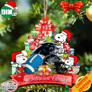 Carolina Panthers Snoopy And NFL Sport Ornament Personalized Your Family Name