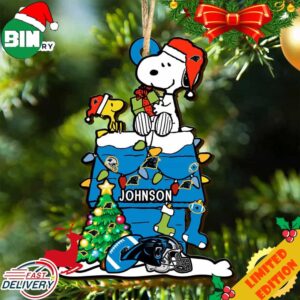 Carolina Panthers Snoopy NFL Christmas Ornament Personalized Your Name