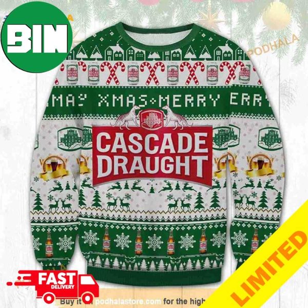 Cascade Draught Beer Xmas Funny 2023 Holiday Custom And Personalized Idea Christmas Ugly Sweater