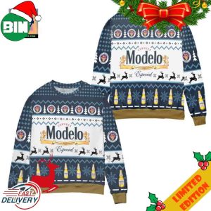 Cerveza Modelo Since 1925 Reindeer Pattern Ugly Christmas Sweater For Men And Women