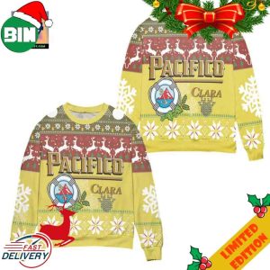 Cerveza Pacifico Clara Snowflake Reindeer Pattern Ugly Christmas Sweater For Men And Women