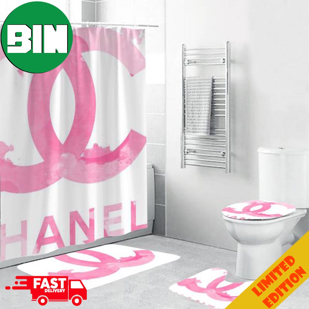 Chanel Pinky Logo Fashion Luxury Brand Shower Curtain And Bathroom