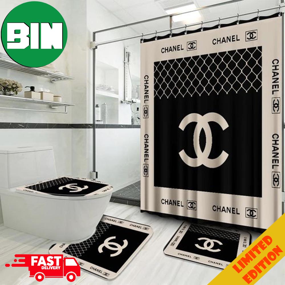 Chanel Premium Fashion Luxury Brand Home Decor Bathroom Set Shower Curtain  - Binteez
