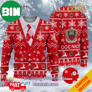 Christmas 2023 OGC Nice Ligue 1 Cardigan Ugly Christmas Sweater For Men And Women