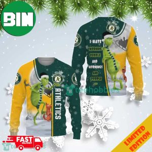 Christmas 2023 Oakland Athletics Grinch I Hate Morning People Ugly Christmas Sweater For Men And Women