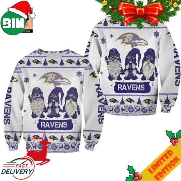 Christmas Gnomes Baltimore Ravens Ugly Sweater For Men And Women