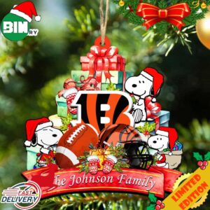 Cincinnati Bengals Snoopy And NFL Sport Ornament Personalized Your Family Name