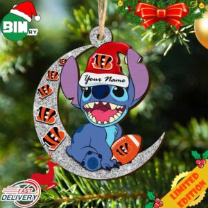Cincinnati Bengals Stitch Ornament NFL Christmas And Stitch With Moon Ornament
