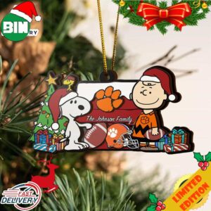 Clemson Tigers Snoopy Christmas NCAA Ornament Custom Your Family Name