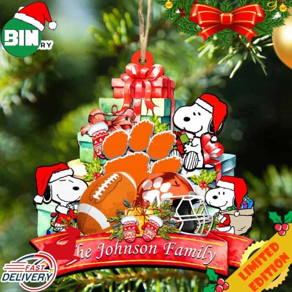 Clemson Tigers Snoopy Christmas NCAA Ornament Personalized Your Family Name