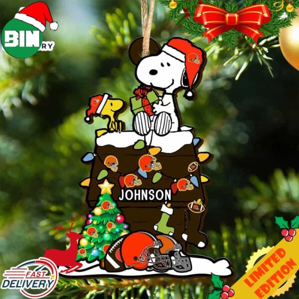 Cleveland Browns Snoopy NFL Christmas Ornament Personalized Your Name