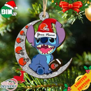 Cleveland Browns Stitch Ornament NFL Christmas And Stitch With Moon Ornament