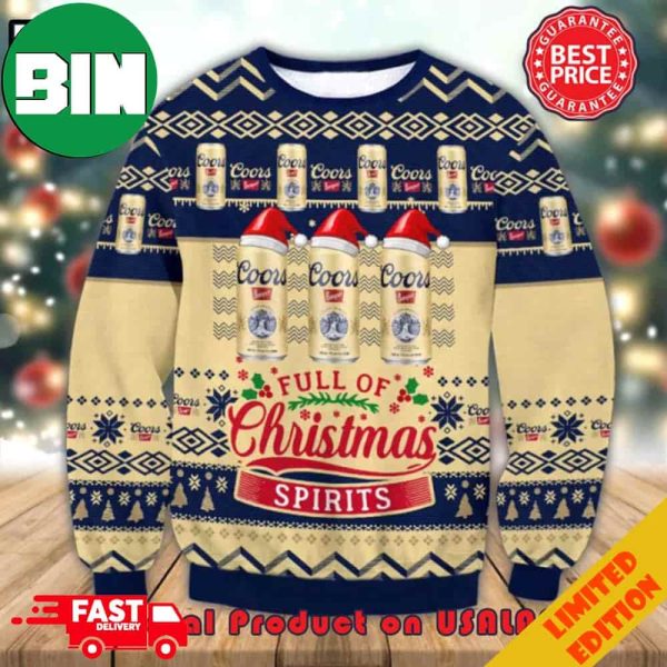 Coors Banquet Full Of Christmas Spirits Ugly Christmas Sweater For Men And Women