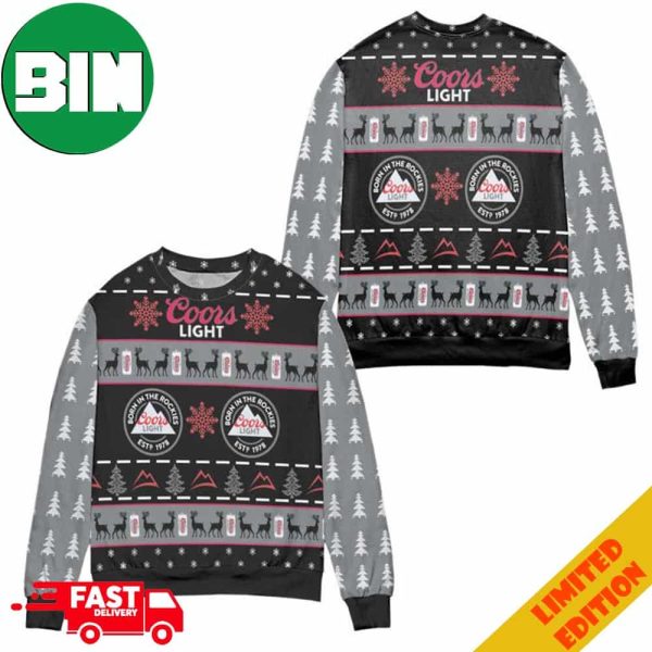 Coors Light Born In The Rockies Christmas Pattern Ugly Christmas Sweater For Men And Women