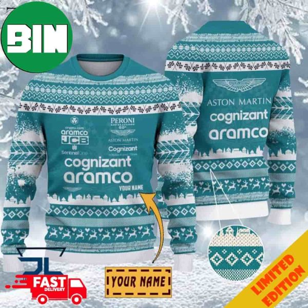 Custom Name Aston Martin Cognizant F1 Team Ugly Sweater