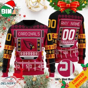 Custom Name Number NFL Arizona Cardinals Playing Field Ugly Christmas Sweater For Men And Women