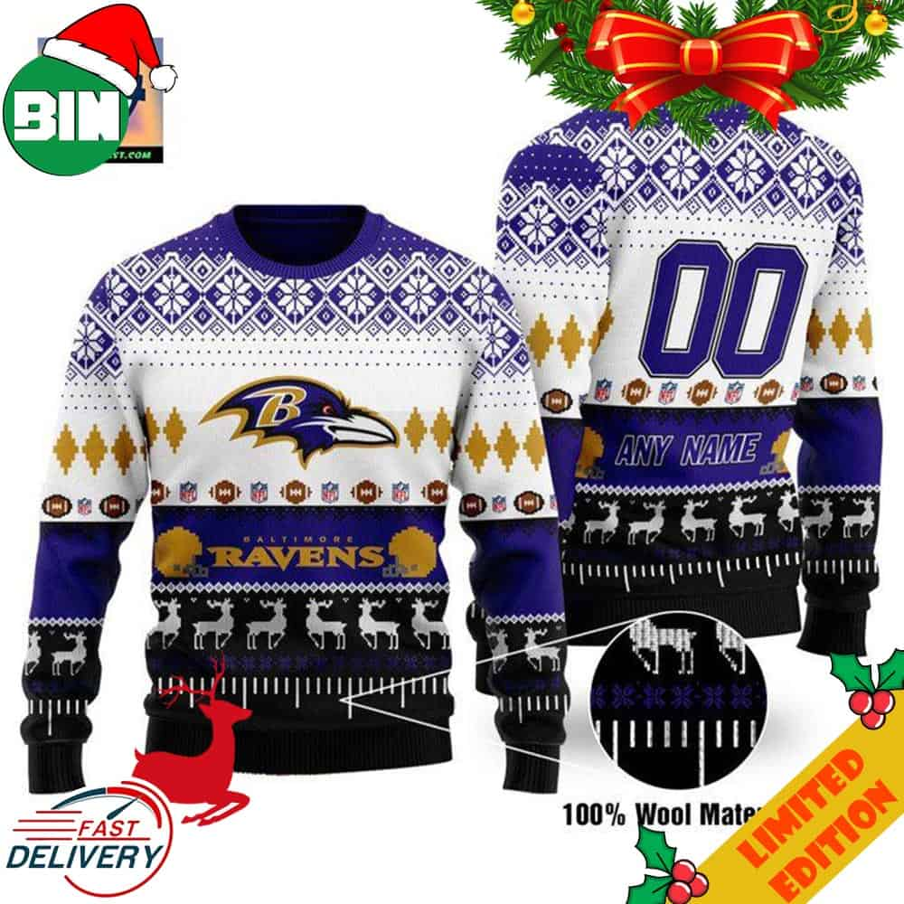 NFL Baltimore Ravens Thermos Ugly Christmas Sweater For Men And