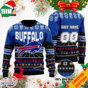 Custom Name Number NFL Buffalo Bills Rugby Stadium Ugly Christmas Sweater For Men And Women