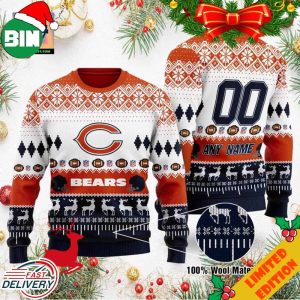 Custom Name Number NFL Chicago Bears Bengals Playing Field Ugly Christmas Sweater For Men And Women