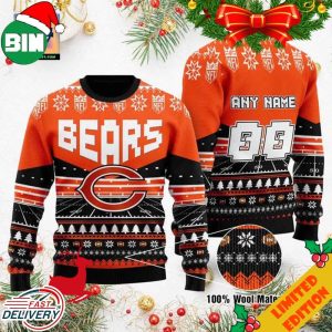 Custom Name Number NFL Chicago Bears Rugby Stadium Ugly Christmas Sweater For Men And Women