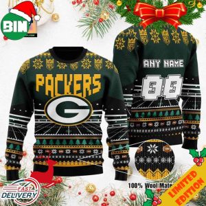 Custom Name Number NFL Green Bay Packers Rugby Stadium Ugly Christmas Sweater For Men And Women