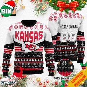 Custom Name Number NFL Kansas City Chiefs Rugby Stadium Ugly Christmas Sweater For Men And Women