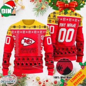 Custom Name Number NFL Logo Kansas City Chiefs Ugly Christmas Sweater For Men And Women