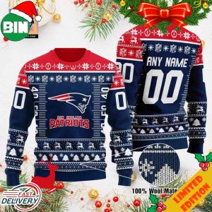 Custom Name Number NFL Logo New England Patriots Ugly Christmas Sweater For Men And Women