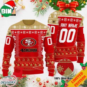 Custom Name Number NFL Logo San Francisco 49Ers Ugly Christmas Sweater For Men And Women