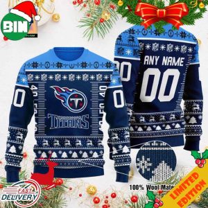Custom Name Number NFL Logo Tennessee Titans Ugly Christmas Sweater For Men And Women