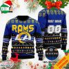 Custom Name Number NFL Los Angeles Chargers Playing Field Ugly Christmas Sweater For Men And Women