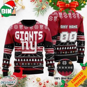 Custom Name Number NFL New York Giants Rugby Stadium Ugly Christmas Sweater For Men And Women