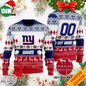 Custom Name Number NFL New York Jets Playing Field Ugly Christmas Sweater For Men And Women