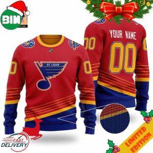 Custom Name Number NHL St Louis Blues Red Ugly Sweater For Men And Women