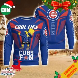 Cute Cool Like Chicago Cubs Fan Bart Simpson Dab Ugly Sweater