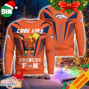 Cute Cool Like Denver Broncos Fan Bart Simpson Dab Ugly Sweater