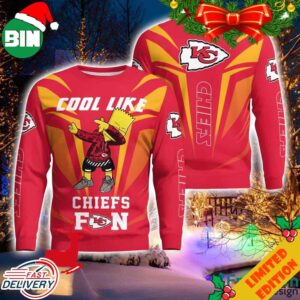 Cute Cool Like Kansas City Chiefs Fan Bart Simpson Dab Ugly Sweater