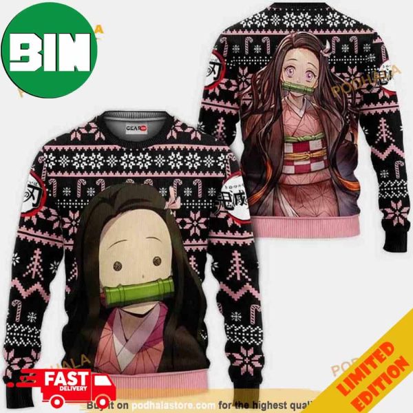 Cute Kamado Nezuko Kimetsu No Yaiba Xmas 2023 Best Ugly Anime Christmas Sweater