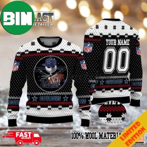 Dallas Cowboys Jack Skellington Cusom Name And Number Ugly Sweater For Men And Women