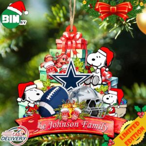 Dallas Cowboys Snoopy And NFL Sport Ornament Personalized Your Family Name